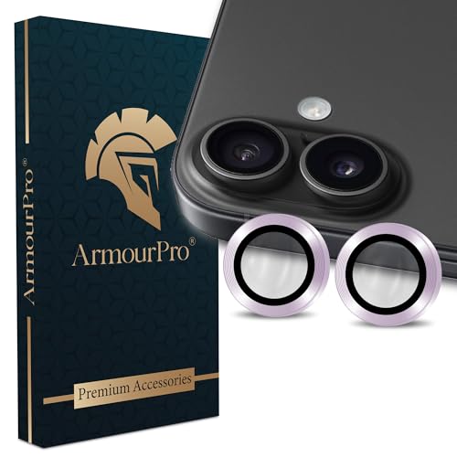 Image of ArmourPro Premium Camera Lens Protector Tempered Glass Compatible For iPhone 17 Tough HD Individual Aluminum Alloy Rings 9H Camera Cover, Scratch-Resistant,Camera Lens Protection| Purple