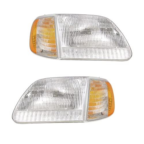 Headlight Assembly Compatible With 1997-2002 Ford Expedition 1997-2003 F-150 1997-1999 F-250 Driver and Passenger Side