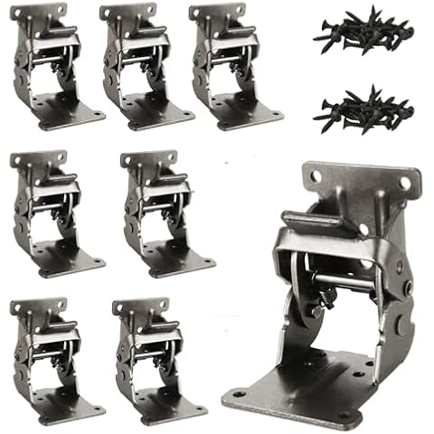 8 PCS Foldable Support Bracket Self Locking Hinge for Folding Legs Folding Workbench Fold Down Desk Extension (0-90-180 Degree) Cover