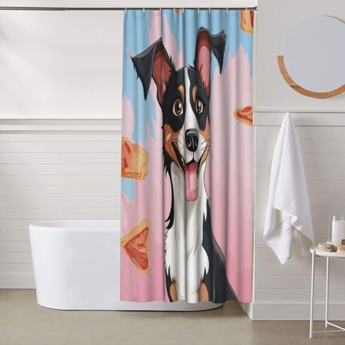 Rideau de bain avec 12 crochets rideau de douche imperméable chien 182x152 - 8