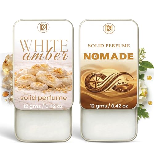 Image of Dr.Mashur Solid Perfume |Nomade&White amber Alcohol Free Wax Perfume Balm, Long Lasting | Pocket Tin 12g, Pack Of 2| Non Greasy Smooth Glide, Travel Friendly Men And Women