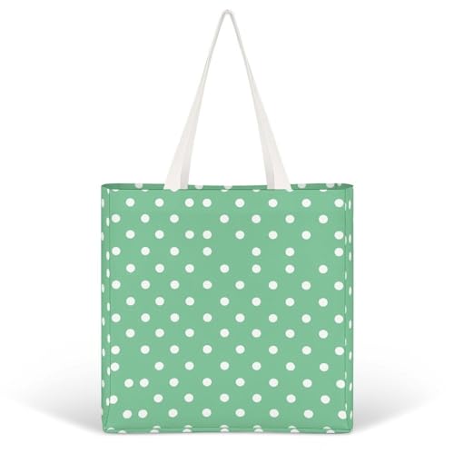 BTCOWZRV Borsa tote in tela da donna a pois verdi borse della spesa riutilizzabile estetica borsa casual per vacanze shopping, Stile:, Taglia unica