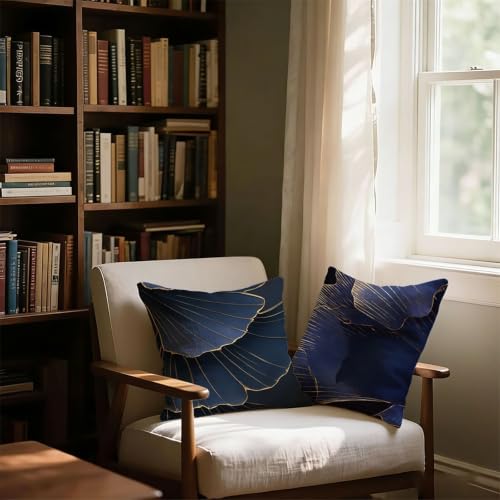 Housse de coussin canapé noir 35x35cm extérieur imperméable feuilles lot de 2