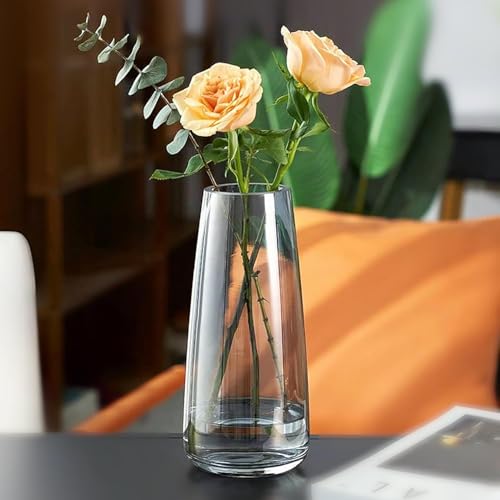 Jarrón de cristal grueso, centros de mesa de cristal grueso, decoración moderna para el hogar, jarrón de arreglo floral para el día de la madre, boda, recepción, inauguración de la casa, regalos de