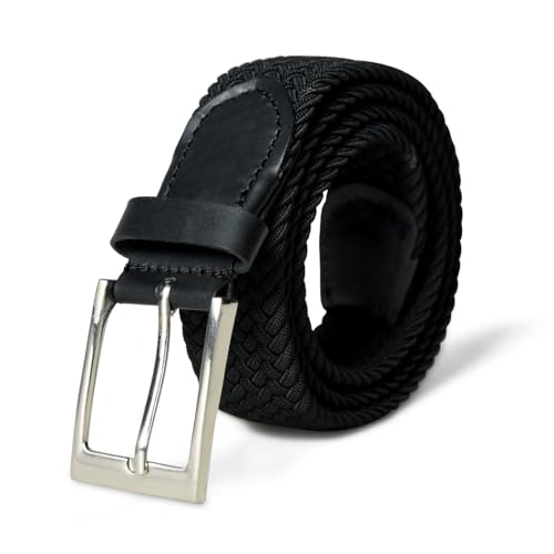Image of MaheTri Braided Canvas Stretchable Elastic Woven Belt For Men (Upto 48 inch) | Premium Fabric Cloth Adjustable & Hole Free Elastic Belt for Men & Women
