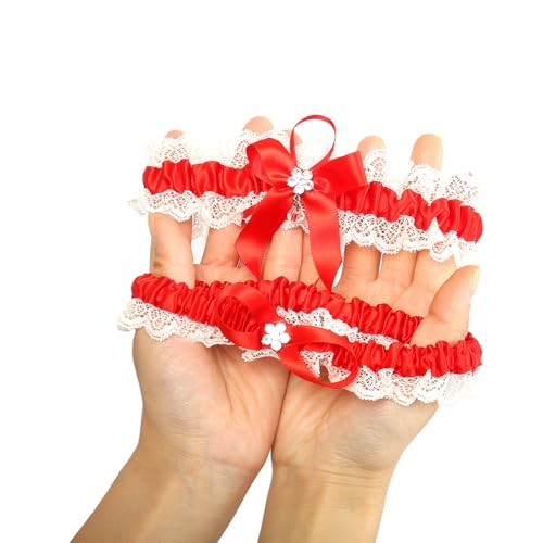Image of wedding garter set women lace Bridal garter sets including keepsake garter and toss garter