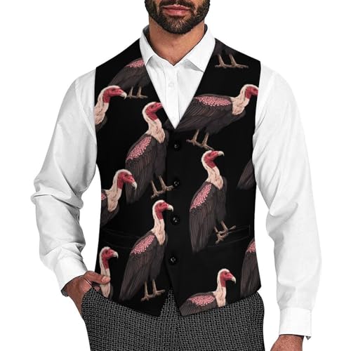 Turkeys Vulture Casual Suit Vest for Men Formal Business Dress Regular Fit Waistcoat Tuxedo