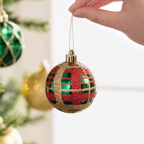 Valery Madelyn Christmas Ornaments Set, 30ct Red Green and Gold Shatterproof Christmas Tree Decorations Ball Ornaments Bulk, 2.36 Inches Traditional Country Hanging Ornaments for Xmas Trees Decor - Image 6