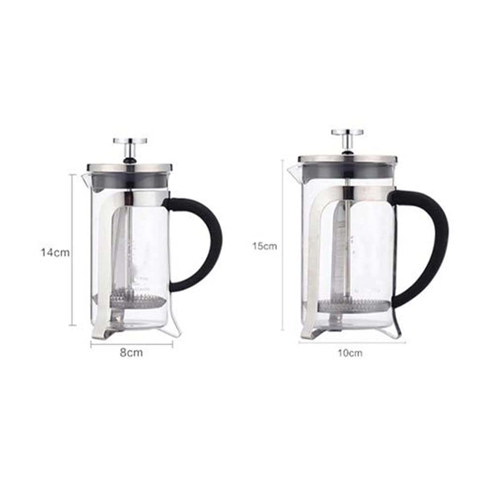 Olla de prensa francesa Tetera de vidrio con filtro de acero inoxidable de doble pared para cafetera casera Olla de prensa francesa fácil de limpiar y usar (Color : Black, Size : 350ml) (Black 600ml