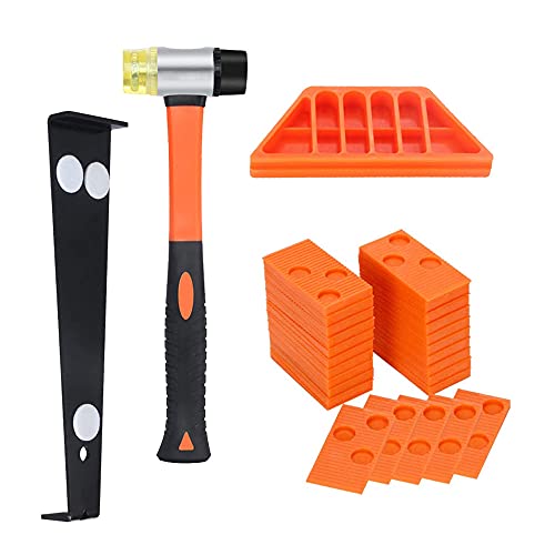 Kit de instalación de suelos de madera laminada con 40 espaciadores, mazo de doble cabeza, bloque...