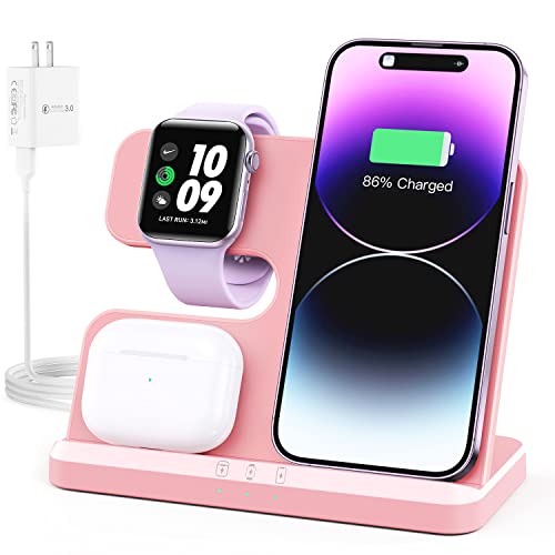 JARGOU 3 in 1 Charging Station for Apple Wireless Charger for iPhone 17 16e 16 15 14 13 12 11 X...
