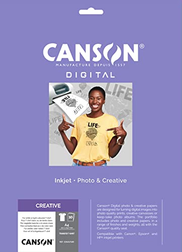 Papier transfert T-Shirt CANSON jet d'encre 140g pochette 10 feuilles impression textile coton