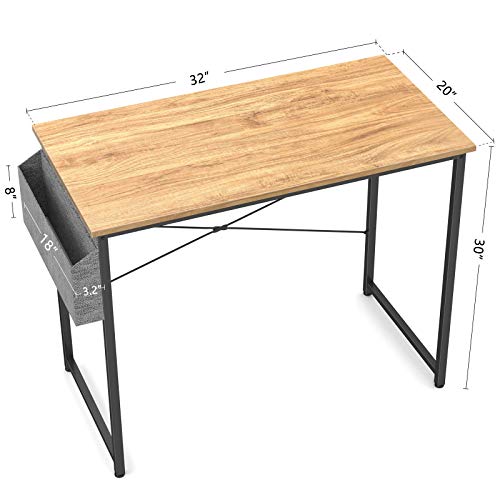Image of Cubiker Computer Desk, Home Office Writing Study Desk, Modern Simple Style Laptop Table with Storage Bag (Natural, 31.8)