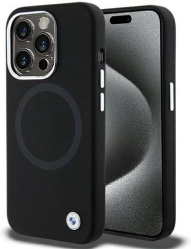 CG Mobile BMW BMHMP15XSILBK2 Coque en Silicone Liquide pour iPhone 15 Pro Max 6,7" Noir Signature