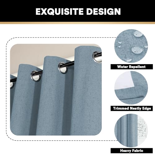 Image of PrinceDeco Blackout Curtains 84 Inches Long Patio Curtains for Sliding Door Blackout Curtains for Sliding Glass Doors 100 Inch Wide Curtains for Living Room,W100 X L84 Inch, Stone Blue
