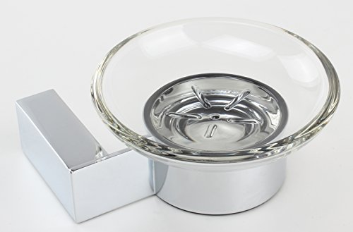 Qinisi Bathroom Soap Dish Holder With Glass Dish，Wall Mounted Brass Chrome #TOP2