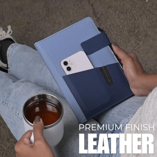 Image of Leather Hard Bound Notebook A5 Journal Diary For Office Use With Mobile & Card Holder Or Pen Loop Dairy For Personal |Ruled Pages With Strap Bookmark Journal Notebook (Customised Flap Notebook B)