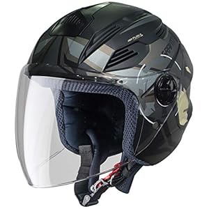 Steelbird SBA-6 7Wings Gravity Open Face ABS Helmet, ISI Certified Helmet (Large 600 mm, Matt Black Grey with Clear Visor)