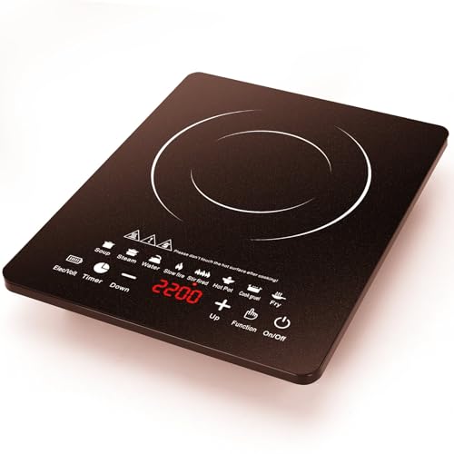EABOSON Portable Induction Cooktop 8 Cooking Modes, 2200W Electric Countertop Touch Panel with Timer, 8 Temp Levels, Low Noise Hot Plate Countertop Burner Stove (col03)