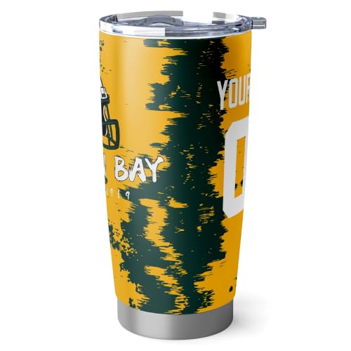 Image of ANTKING Green Bay Tumbler 20oz Travel Mug Custom Number Name Gifts