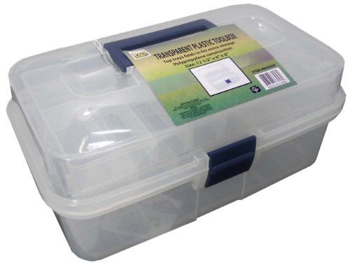 12.5 X 6 X 6 Inch Clear Plastic Storage Box With 2 Tiered Trays #TOP3