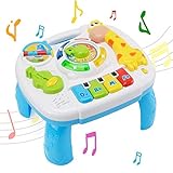 【2 in 1】 Beine sind montiert, abnehmbar und robust. So können Ihre Jungen Mädchen es auf dem Schreibtisch oder im Stehen spielen. Entfernen Sie die Beine, kann der Musiklerntisch auf der Krippe für Ihre kleinen Kinder gebunden werden, die es spielen. Das Krawattenseil hat mit dem Brett gesetzt. Es ist Hand-tragbar, kleine Kinder, die es leicht tragen.