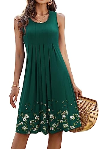 Image of KILIG Women Soft Casual Beach Sundress Floral Pleated Vintage Tank Dress 2026