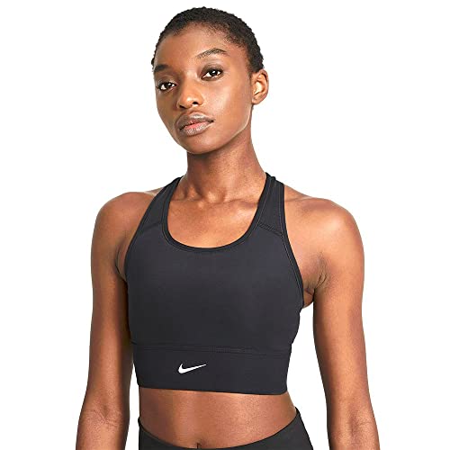 Nike Damen Swoosh Sport-BH, Black/White, L