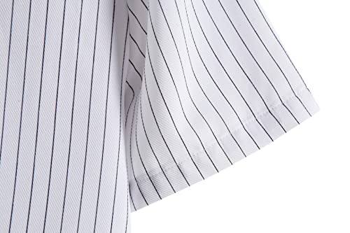 YFGOTFY Camisa masculina listrada verão manga curta gola alta botão casual camisa masculina (branca,