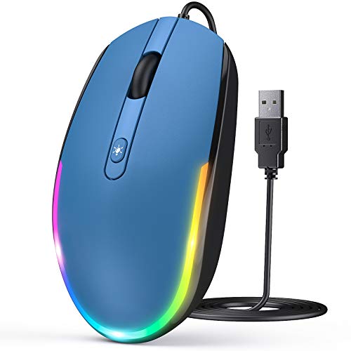 Image of seenda WGSB-201 Wired LED Backlit Mouse, Plug and Play, 1600 DPI Optical Sensor, 4 RGB Backlit, Ambidextrous, Compatible with PC /Mac /Laptop