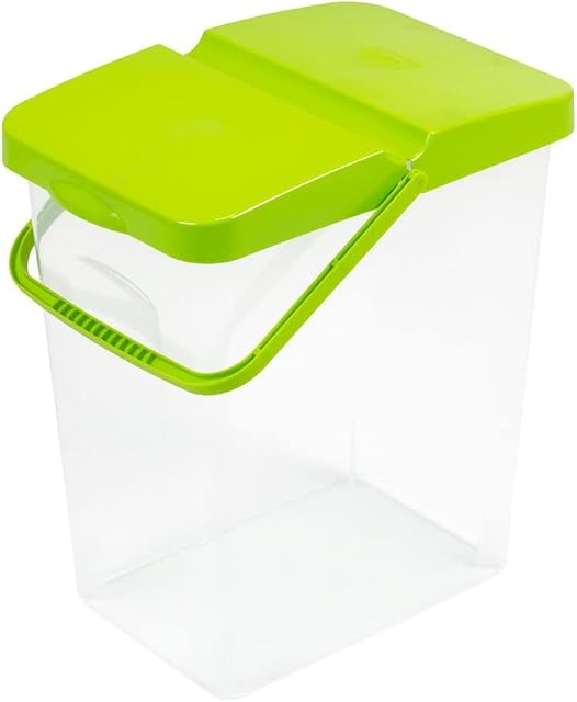 Transparent with lime lid pet food or washing powder storage box 10 litre