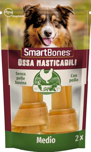 SmartBones Ossa masticabili Medio Pollo - Snack da masticare con pollo per cani di taglia media, osso dalla consistenza morbida, senza pelle bovina, 2 pezzi
