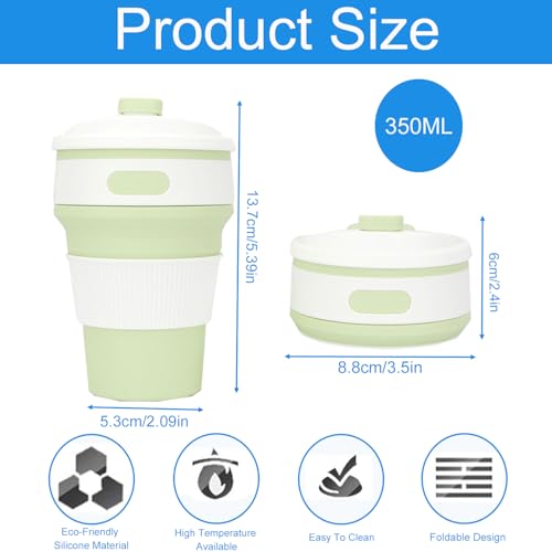 2 Pack Collapsible Cup,Travel Mugs For Hot Drinks,Reusable Travel Cup,Collapsible Coffee Cup With Lid,Collapsible Cups For Travel,Foldable Cup For Picnic,Hiking,Camping - Image 2