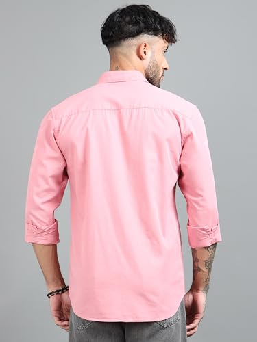 Image of Men Slim Fit Solid Spread Collar Casual Shirt