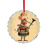 Cartoon Scottish Bagpipe Christmas Ornament Round Glass Personalized Ornaments with Hole Christmas Pendant for Home Decorations Winter Christmas Hanging Ornament Decor Crafts GIFS