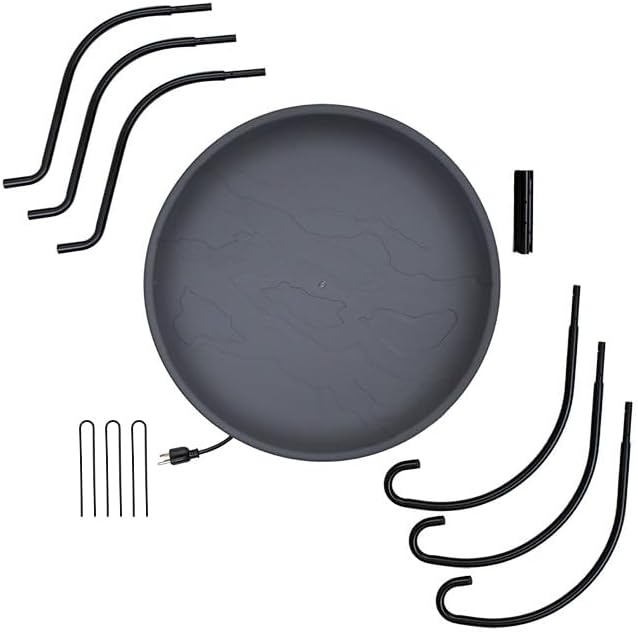 Wild Bird Lover’s Heated Bird Bath with Metal Stand – 20" Slate-Textured Basin, 150W Heater & 30" Coated Stand – Outdoor Bird Bath Keeps Water Ice-Free Year Round – Safe & Slip-Resistant Surface