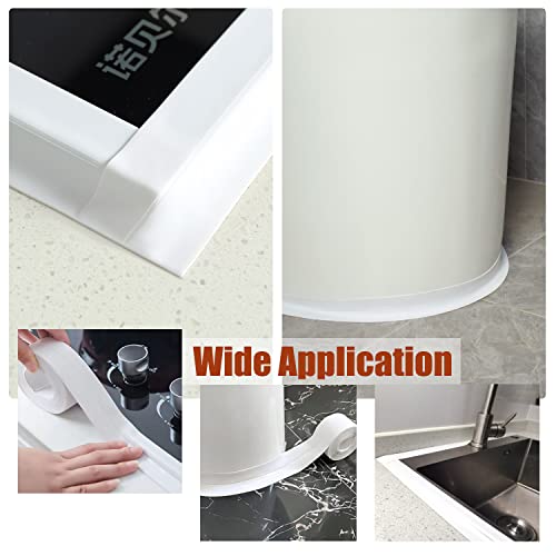 Image of White Caulk Tape for Bath Kitchen, 1.5 inch x16.4Ft Self Adhesive Caulk Strip for Bathtub Decorative Caulking Tape for Kitchen Countertop,Sink,Bathroom,Toilet,Bathtub Floor Wall Edge Protector