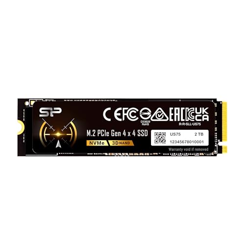 Silicon Power 2TB US75 Nvme PCIe Gen4 M.2 2280 SSD R/W Up to 7,000/6,500 MB/s, Compatible with Playstation 5 (SP02KGBP44US7505)