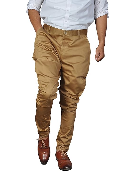 Jodhpur Breeches with KNEEPATCH for Men Jodhpur Pants Polo Pants Fashion Wear Balloon Pants Ethnic Trousers Black Breeches (US, Numeric, 38, Regular, Regular, Brown)