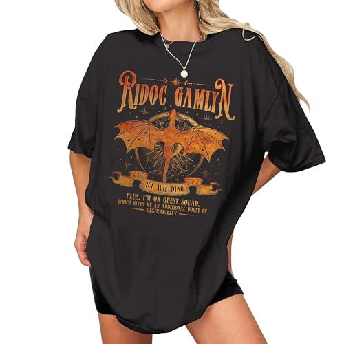 Ridoc Dragon Books Shirts - Quest Fantasy Squad Shirt Gamlyn Storm Basgiath T-Shirt - Onyx War Tshirts College - Ice Welding Tee - Book Lover Gifts for Women on Christmas Birthday (Black-S)