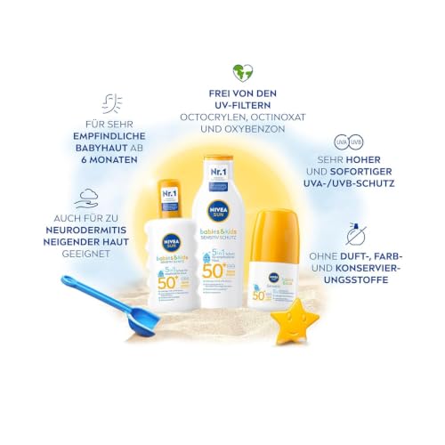 NIVEA SUN Babies & Kids Sensitiv 5in1 Sonnencreme Roll-On LSF 50+, extra wasserfeste Sonnenmilch mit LSF 50+ als praktischer Roller für… – Ansicht 3
