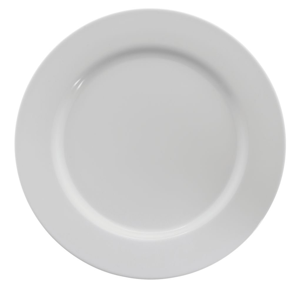 Dinner Plate with Wide Rim White Melamine - 10 1/2 Dia 12 Per Case by HUBERT – Large, Melamine, White, Pack of 12, Model H0167-W