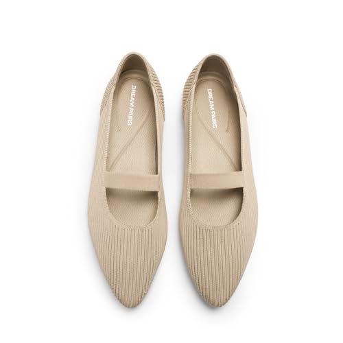 DREAM PAIRS Ballerines Femme Mary Jane en Maille Respirantes et Lavables en Machine, Chaussures Plates Elegantes pour Ville et Quotidien,Size 41,Nu,SDFA26005W