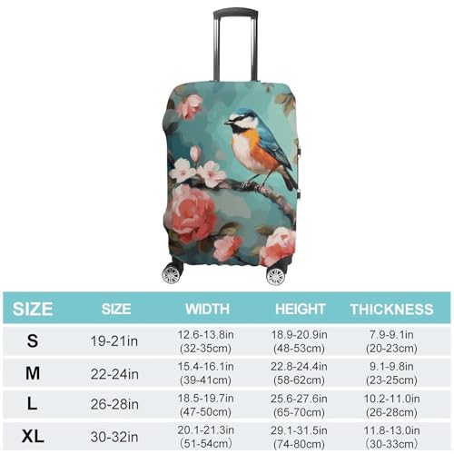 Flowers Birds And Butterfly Elastic Luggage Cover Suitcase Protector for 19-32 Inch Suitcases | Universal Stretchable Travel Bag Cover | Anti-Scratch, Washable with Zipper Closure XL2