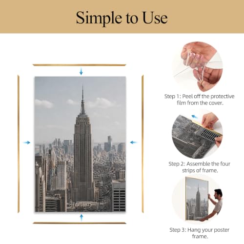 Image of Lavezee 24x36 Gold Poster Frame 6 Packs, Lightweight Poster Frames Display 24 x 36 Inch Photo Picture Artwork for Wall