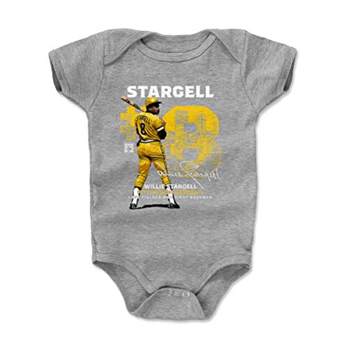 500 LEVEL Willie Stargell Pittsburgh Baby Infant One Piece Bodysuit (12-18 Months, Heather Gray) - Willie Stargell Throwback Number WHT