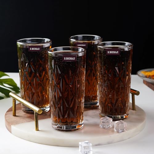 Image of Premium Crystal Water Glass Set of 6 - Highball Drinking Glasses Set for Home - Glass Set for Water Juice Shakes Mojito Cocktail Colddrinks (Diamond)