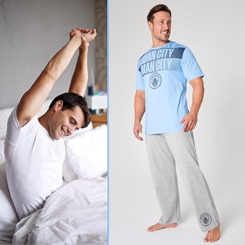Manchester City FC Mens Pyjamas Set Nightwear T-Shirt Long Bottoms PJs Lounge Set Men Teenagers Man City Gifts for Men4