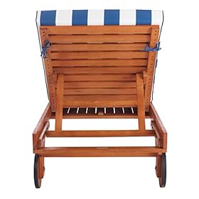 SAFAVIEH Outdoor Collection Newport Natural/ Blue & White Stripe Cushion Built-in Side Table Adjustable Chaise Lounge… 41n87d3wWYL. SS280