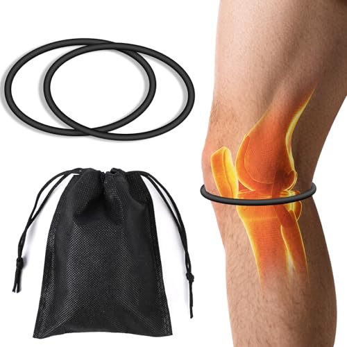 Image of 2PCS Black Patellar Tendon Support Strap, Knee Pain Relief Patella Band | Patella Band for Basketball, Running, Soccer, Hiking, Silicone Knee Brace for Men & Women with Storage Bag